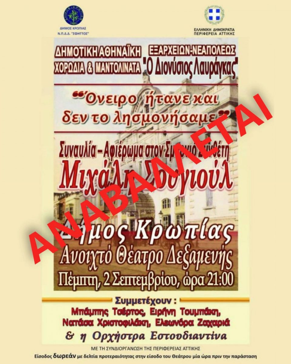 Read more about the article ΑΝΑΒΟΛΗ ΤΗΣ ΣΗΜΕΡΙΝΗΣ ΠΡΩΤΗΣ ΗΜΕΡΑΣ ΤΩΝ ΣΦΗΤΤΕΙΩΝ 2021 ΣΤΟ ΔΗΜΟ ΚΡΩΠΙΑΣ-ΑΠΩΛΕΙΑ ΜΙΚΗ ΘΕΟΔΩΡΑΚΗ -ΕΘΝΙΚΟ ΠΕΝΘΟΣ